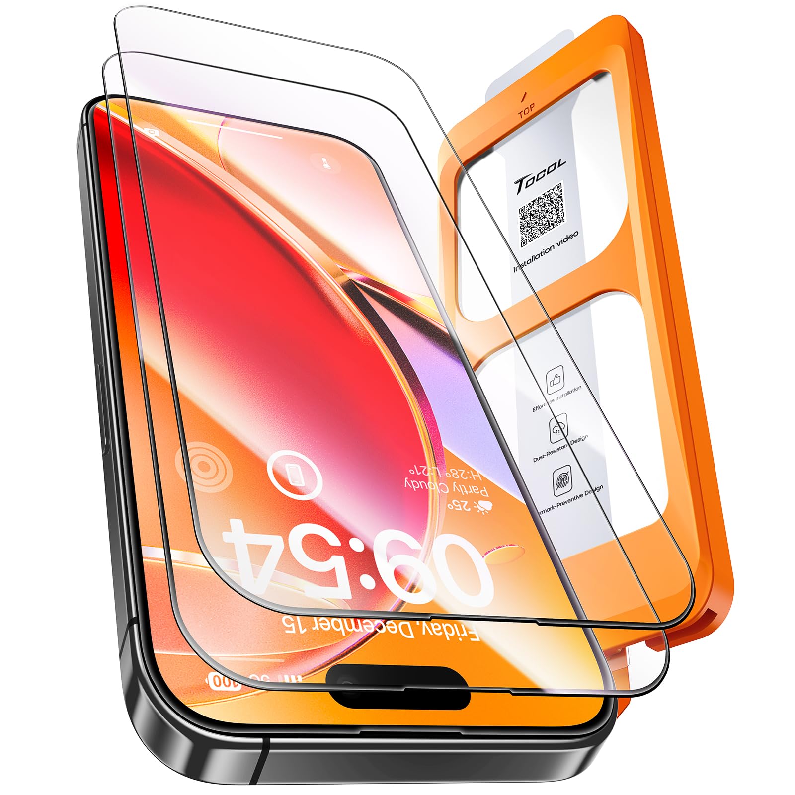 Tough for iPhone 16 Pro Screen Protector 9H Hardness Shatterproof Tempered Glass for Full Coverage
| Easy Installation